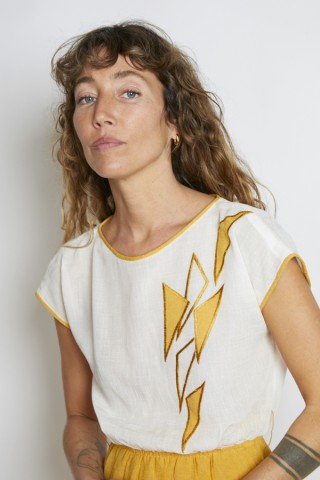 Vestido vintage bicolor blanco y amarillo - Ropa mujer vintage SusiSweetdress