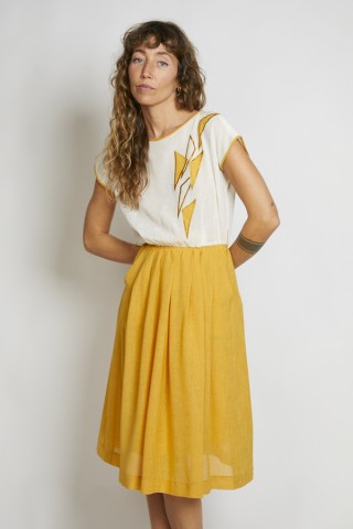 Vestido vintage bicolor blanco y amarillo - Ropa mujer vintage SusiSweetdress