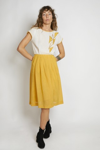 Vestido vintage bicolor blanco y amarillo - Ropa mujer vintage SusiSweetdress