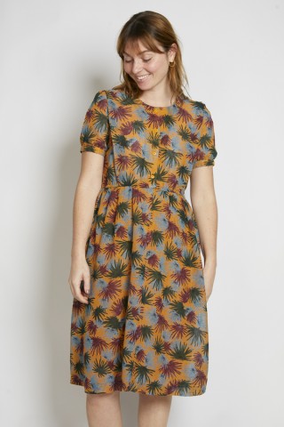 Vestido vintage ocre flores silvestres - Ropa mujer vintage SusiSweetdress