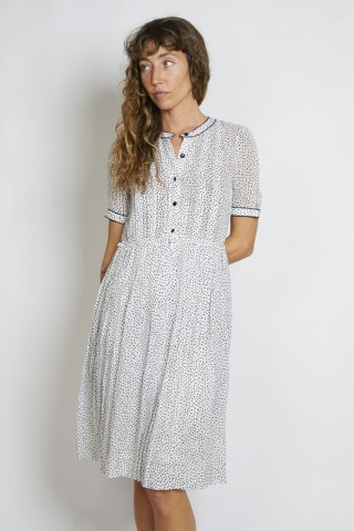 Vestido vintage blanco motitas negras - Ropa mujer vintage SusiSweetdress