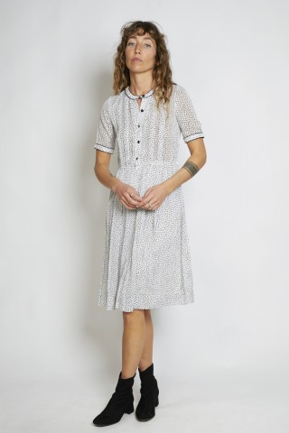 Vestido vintage blanco motitas negras - Ropa mujer vintage SusiSweetdress