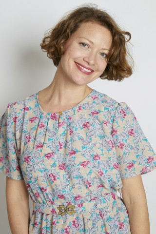 Vestido vintage verde estampado hojas y flores - Ropa mujer vintage SusiSweetdress