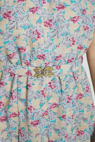 Vestido vintage verde estampado hojas y flores - Ropa mujer vintage SusiSweetdress