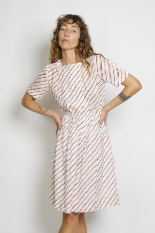 Vestido vintage blanco rayas rojas - Ropa mujer vintage SusiSweetdress