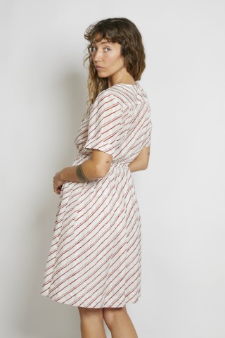 Vestido vintage blanco rayas rojas - Ropa mujer vintage SusiSweetdress