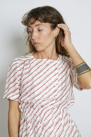 Vestido vintage blanco rayas rojas - Ropa mujer vintage SusiSweetdress