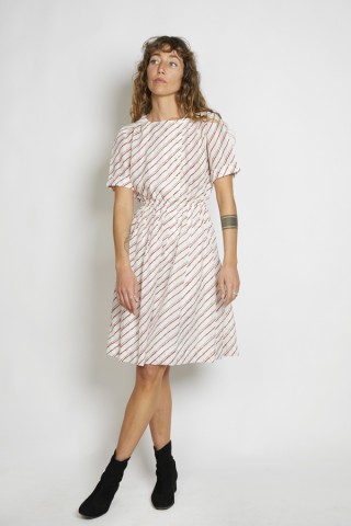 Vestido vintage blanco rayas rojas - Ropa mujer vintage SusiSweetdress
