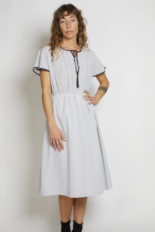 Vestido vintage blanco topitos negros - Ropa mujer vintage SusiSweetdress