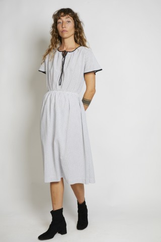 Vestido vintage blanco topitos negros - Ropa mujer vintage SusiSweetdress