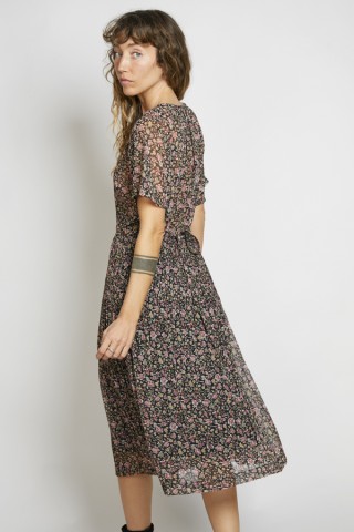 Vestido vintage negro flores rosas - Ropa mujer vintage SusiSweetdress