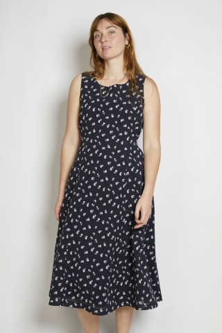 Vestido vintage negro flores blancas - Ropa mujer vintage SusiSweetdress