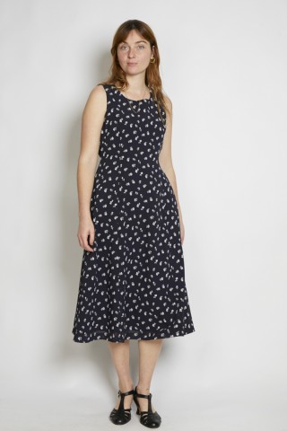 Vestido vintage negro flores blancas - Ropa mujer vintage SusiSweetdress