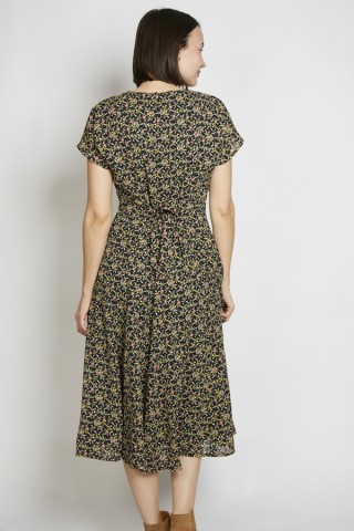 Vestido vintage negro flores y hojas - Ropa mujer vintage SusiSweetdress