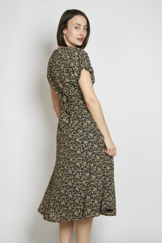 Vestido vintage negro flores y hojas - Ropa mujer vintage SusiSweetdress