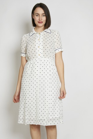 Vestido vintage blanco lunares negros - Ropa mujer vintage SusiSweetdress