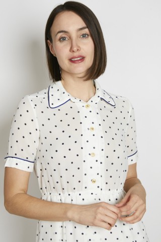 Vestido vintage blanco lunares negros - Ropa mujer vintage SusiSweetdress