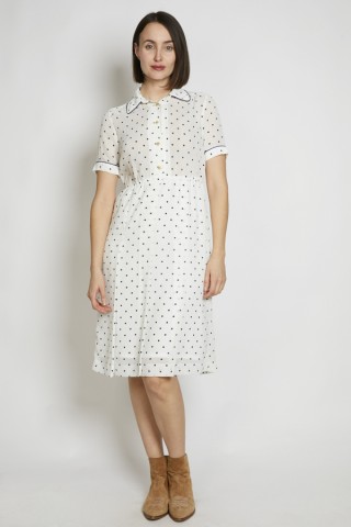 Vestido vintage blanco lunares negros - Ropa mujer vintage SusiSweetdress