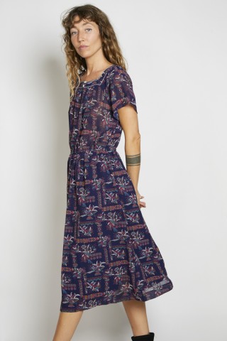 Vestido vintage azul marino lunares blancos - Ropa mujer vintage SusiSweetdress