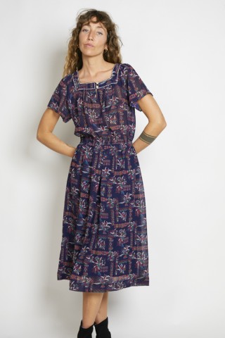 Vestido vintage azul marino lunares blancos - Ropa mujer vintage SusiSweetdress
