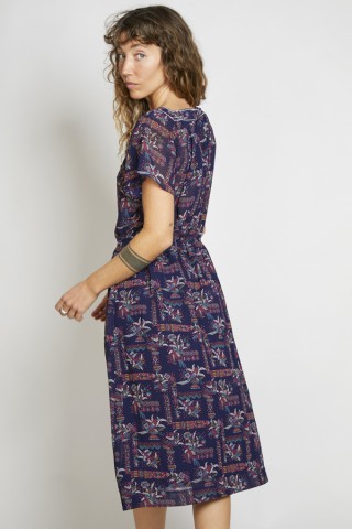 Vestido vintage azul marino lunares blancos - Ropa mujer vintage SusiSweetdress
