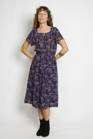 Vestido vintage azul marino lunares blancos - Ropa mujer vintage SusiSweetdress