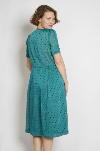 Vestido vintage verde cerceta lunares negros - Ropa mujer vintage SusiSweetdress