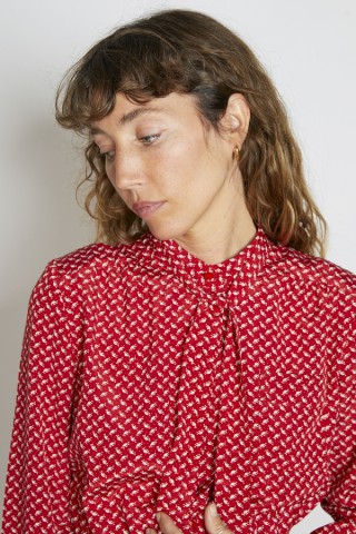 Vestido vintage rojo estampado blanco - Ropa mujer vintage SusiSweetdress