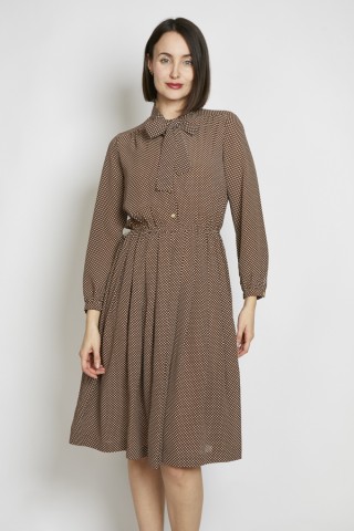 Vestido vintage marrón estrellitas blancas - Ropa mujer vintage SusiSweetdress