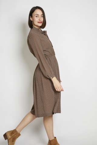 Vestido vintage marrón estrellitas blancas - Ropa mujer vintage SusiSweetdress