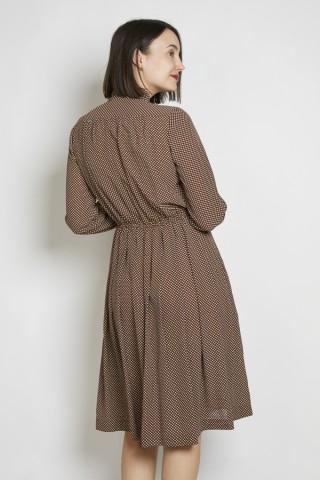 Vestido vintage marrón estrellitas blancas - Ropa mujer vintage SusiSweetdress