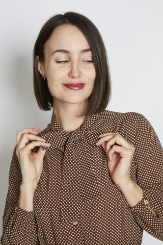 Vestido vintage marrón estrellitas blancas - Ropa mujer vintage SusiSweetdress