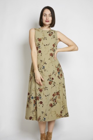Vestido vintage beige con flores - Ropa mujer vintage SusiSweetdress