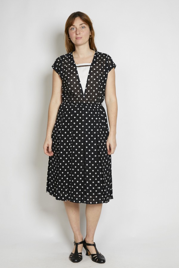 Vestido vintage negro lunares blancos - Ropa mujer vintage SusiSweetdress