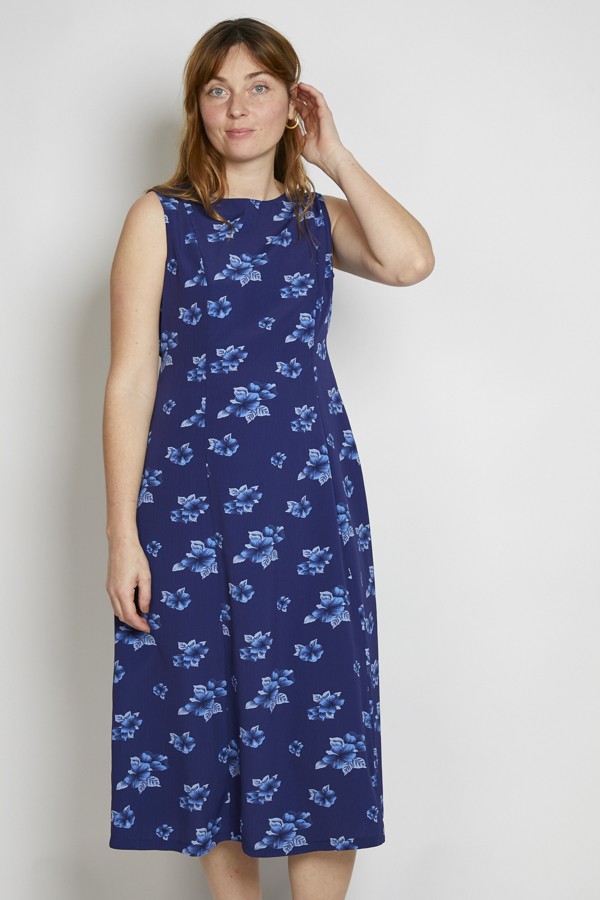 Vestido vintage azul marino floreado - Ropa mujer vintage SusiSweetdress