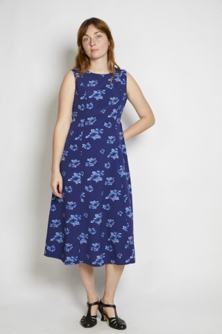 Vestido vintage azul marino floreado - Ropa mujer vintage SusiSweetdress