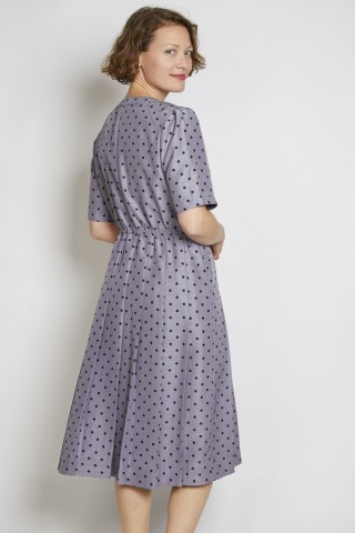 Vestido vintage gris perlado lunares negros - Ropa mujer vintage SusiSweetdress