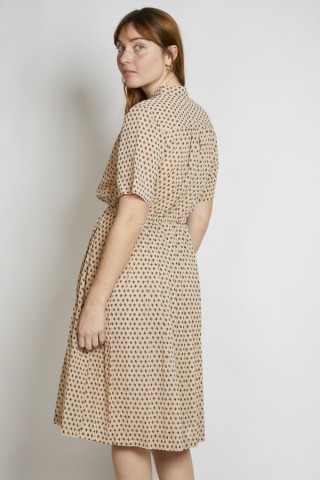 Vestido vintage beige veleritos marrones - Ropa mujer vintage SusiSweetdress