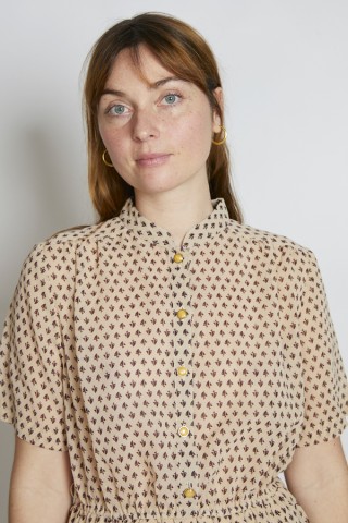 Vestido vintage beige veleritos marrones - Ropa mujer vintage SusiSweetdress