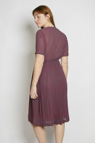 Vestido vintage estampado gris y rosa - Ropa mujer vintage SusiSweetdress