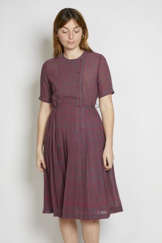Vestido vintage estampado gris y rosa - Ropa mujer vintage SusiSweetdress