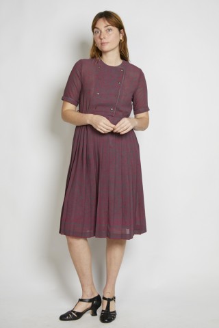 Vestido vintage estampado gris y rosa - Ropa mujer vintage SusiSweetdress
