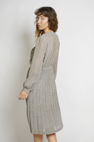 Vestido vintage gris flores marrones - Ropa mujer vintage SusiSweetdress