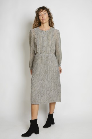 Vestido vintage gris flores marrones - Ropa mujer vintage SusiSweetdress