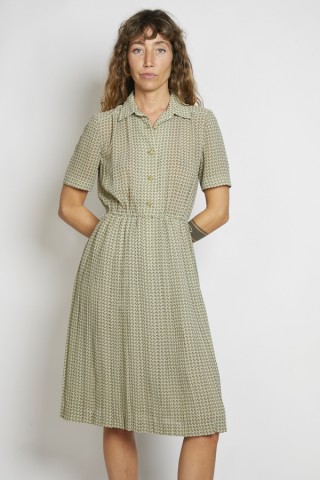 Vestido vintage verde claro estampado - Ropa mujer vintage SusiSweetdress