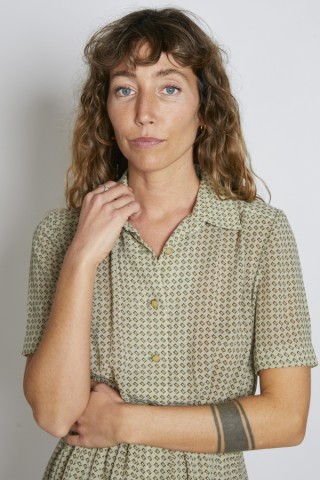 Vestido vintage verde claro estampado - Ropa mujer vintage SusiSweetdress