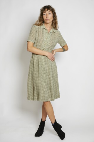 Vestido vintage verde claro estampado - Ropa mujer vintage SusiSweetdress