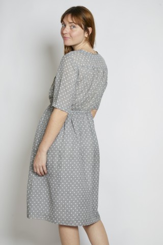 Vestido vintage gris lunares blancos - Ropa mujer vintage SusiSweetdress