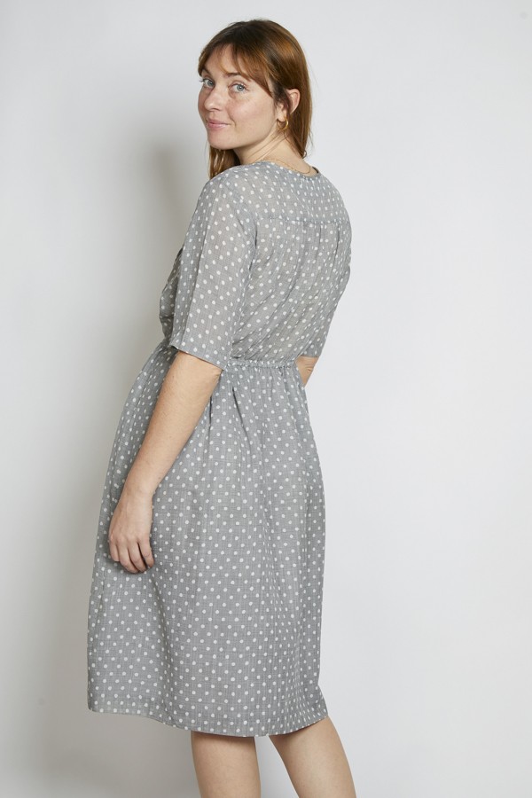 Vestido vintage gris lunares blancos - Ropa mujer vintage SusiSweetdress