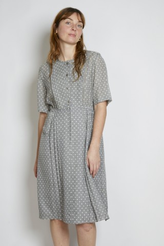 Vestido vintage gris lunares blancos - Ropa mujer vintage SusiSweetdress